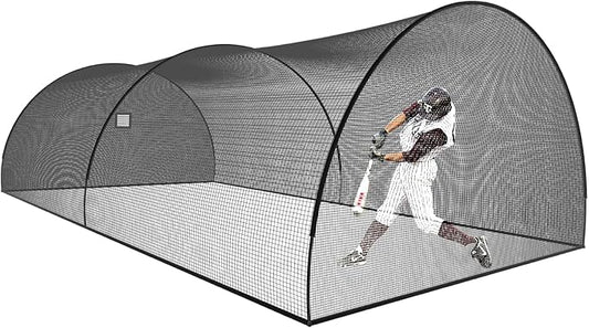 AIRHOP 22/30 FT Portable Baseball & Softball Batting Cage for Backyard Batting Practice, Durable Large Enclosed Batting Cage with Pitching Machine Hole and Removable Door-StrideForce Fitness