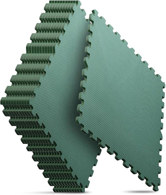 Home Gym Mat, Puzzle Exercise Mat, EVA Interlocking Foam Floor Tiles for Home Workout Equipment and Kids' Play Areas - Blue, 24 in x 24 in x ½ in - (Green, 12 Pack (48 SQ FT))-StrideForce Fitness