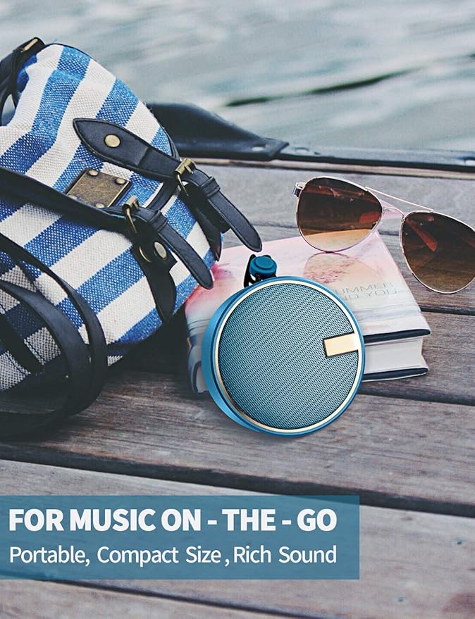 INSMY C12 IPX7 Waterproof Shower Bluetooth Speaker, Portable Small Speaker, Speakers Bluetooth Wireless Loud Clear Sound Support TF CSuard ction Cup for Outdoor Kayak Canoe Beach Gift (Navy)-StrideForce Fitness