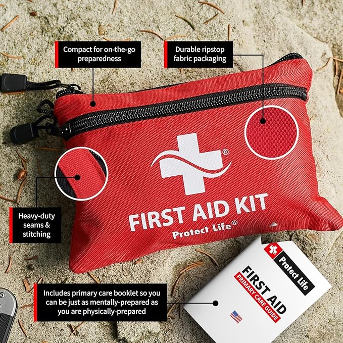 Protect Life Survival First Aid Kit for Home/Business, Camping Survival Kits | Mini Travel First Aid Kit | Camping Equipment | Small Kits for Car | Outdoor Emergency Survivals Pack - 100pcs-StrideForce Fitness