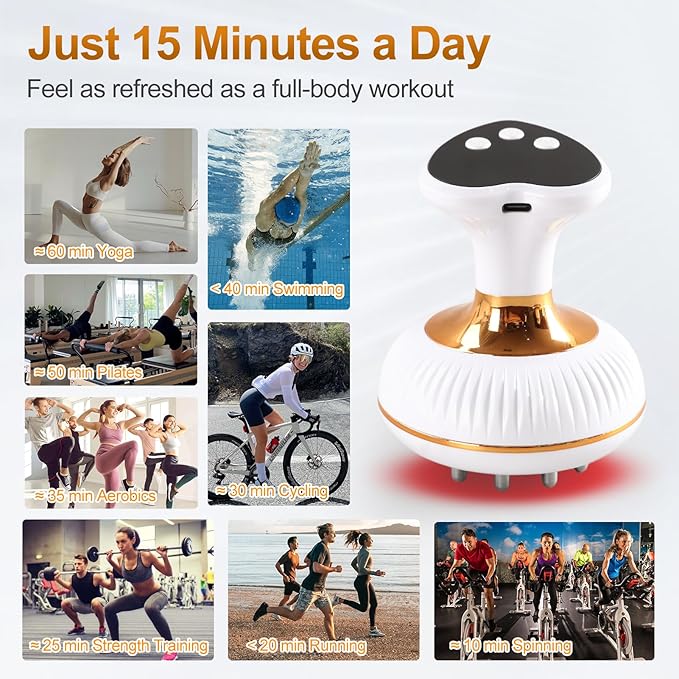 Lymphatic Drainage Massager, Anti-Cellulite & Stretch Mark Reduction Body Sculpting Machine for Legs, Arms & Belly, Skin Firming & Fat Loss, with Microcurrent, Heat, Light & Vibration-StrideForce Fitness