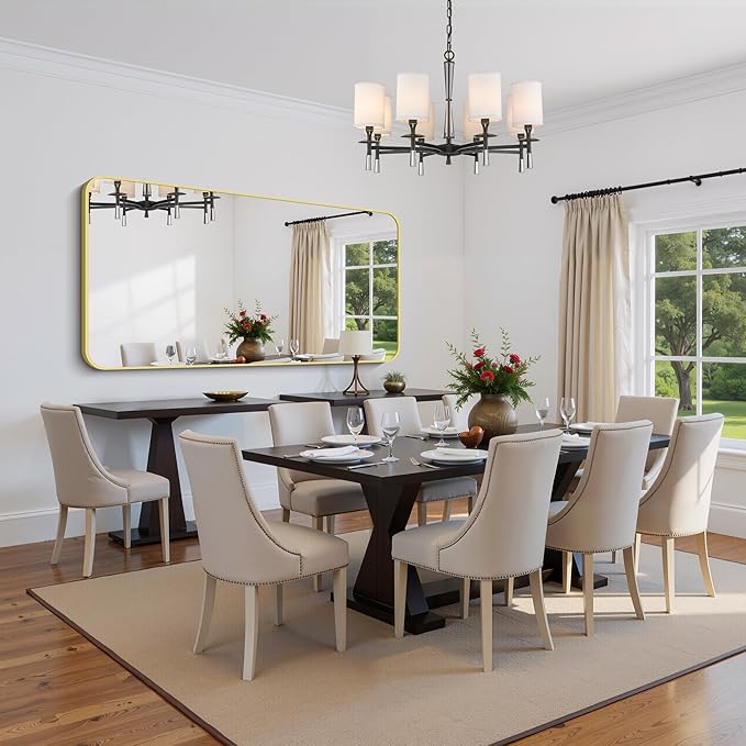 FORBATH 30x60 Inch Gold Bathroom Mirror for Over Sink, Large Rectangular Wall Mirror with Metal Frame, Rounded Corners for Bathroom, Bedroom, Entryway Decor (Horizontal or Vertical)-StrideForce Fitness