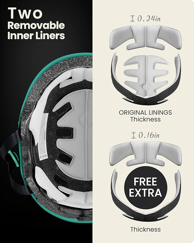 OutdoorMaster Skateboard Cycling Helmet - Two Removable Liners Ventilation Multi-Sport Scooter Roller Skate Inline Skating Rollerblading for Kids, Youth & Adults-StrideForce Fitness