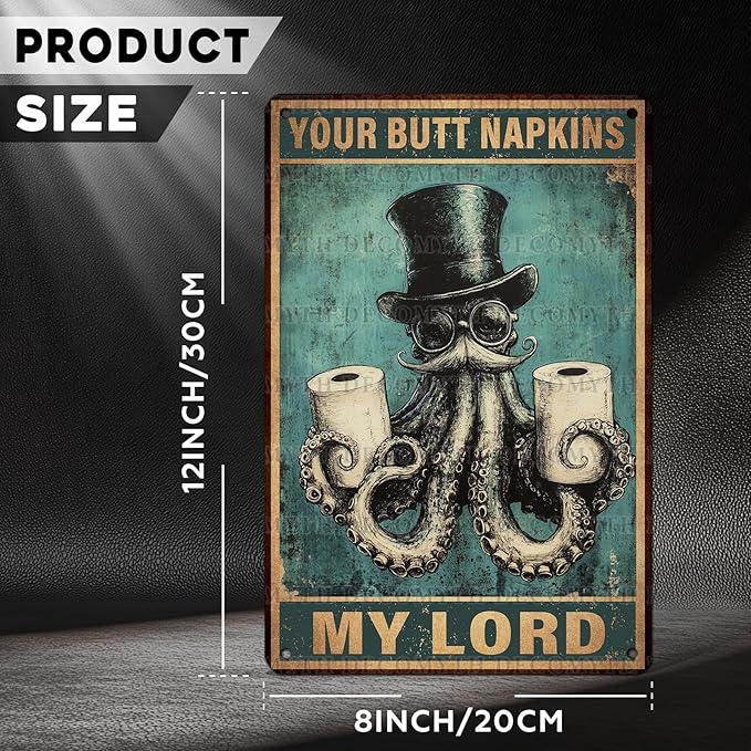 Funny Octopus Retro Metal Tin Sign Nautical Bathroom Decor Toilet Restroom Funky Home Decor Wall Art Sign 12 * 8inch-StrideForce Fitness