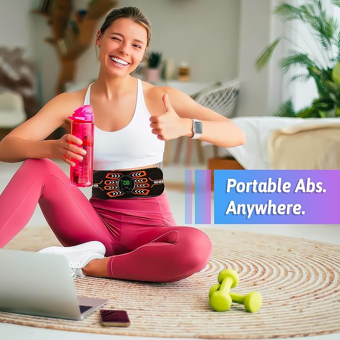 Electronic Muscle Stimulator, Abs Stimulator Muscle Toner, Ab Machine Trainer for All Body, Rechargeble for Fitness Strength Training Workout Equipment for Men and Women(Waist + Arms)-StrideForce Fitness