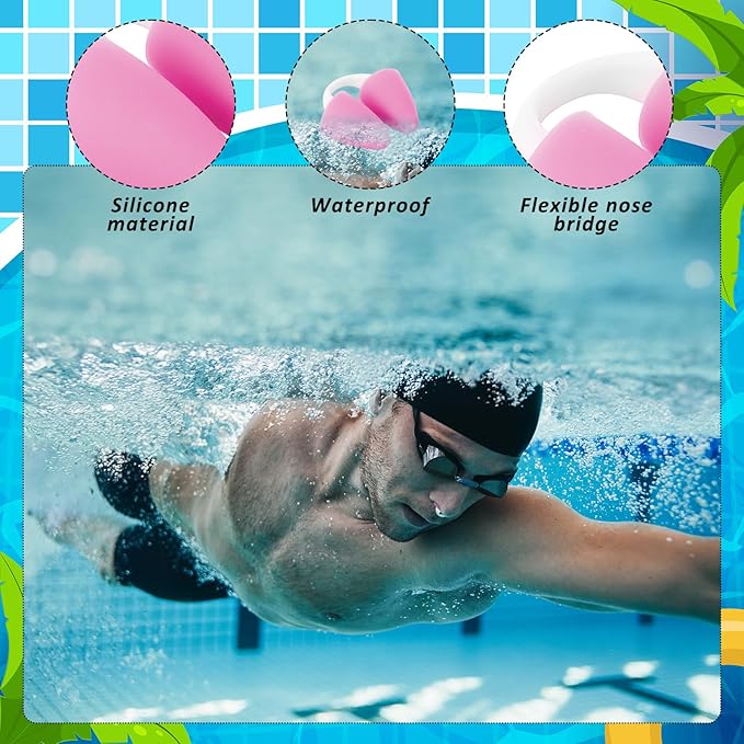 2 Pack Nose Plugs for Swimming for Adults and Kids (Age 7-12), Waterproof Soft Silicone Swimming Protectors Nose Block Nostril Plugs for Swimmers Surfers Water Sports-StrideForce Fitness