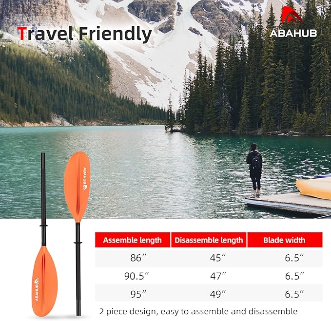 Abahub Kayak Paddle, 90.5 Inches Kayaking Oars for Boating, Canoeing with Free Paddle Leash, Aluminum Alloy Shaft Black/Blue/Green/Orange/Yellow Plastic Blades-StrideForce Fitness