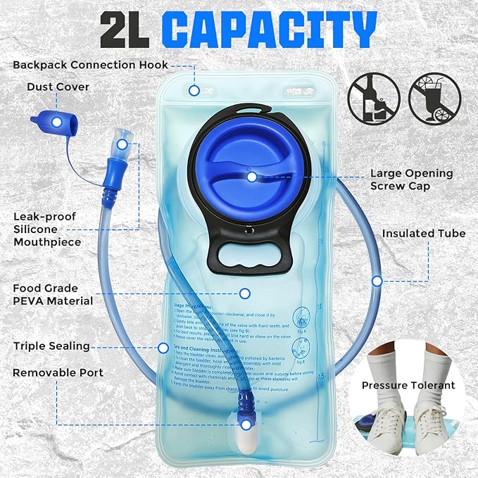 Hydration Vest with 2L Water Bladder for Men and Women,Lightweight Adjustable Hydration Backpack,Reflective Running Hydration Chest Bag for Hiking Climbing Cycling-StrideForce Fitness