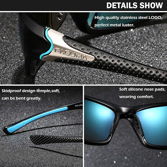 FAGUMA Sports Polarized Sunglasses For Men Cycling Driving Fishing UV400 Protection-StrideForce Fitness
