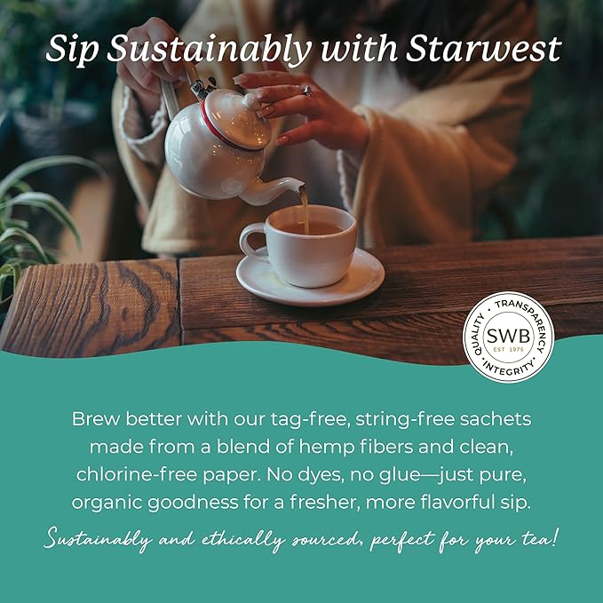 Starwest Botanicals Organic Spearmint Leaf Tea - Caffeine Free Herbal Tea, Promotes Calm, USDA Organic Spearmint Leaf, String Free Sachets, Non GMO - Bulk Pack, 100 Tea Bags-StrideForce Fitness
