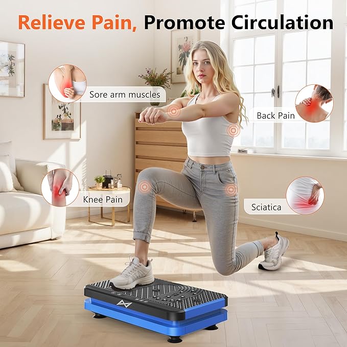 AXV Vibration Plate Fitness Platform Exercise Machine Vibrating Lymphatic Drainage Shaking Full Body Shaker Workout Vibrate Stand Shake Board Sport Gym for Weight Loss Fat Burner for Women Men-StrideForce Fitness