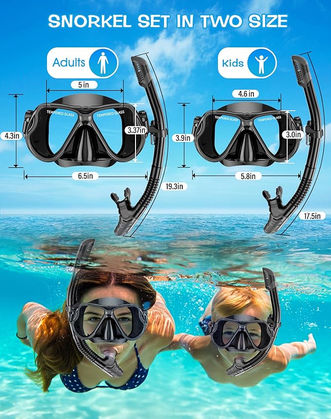 Greatever Dry Snorkel Set,Panoramic Wide View,Anti-Fog Scuba Diving Mask,Professional Snorkeling Gear-StrideForce Fitness