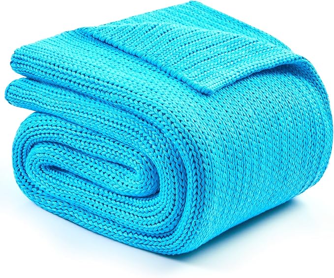 L'AGRATY Knitted Weighted Blanket - 48"x72" 15lbs Cooling Chunky Knit Heavy Blanket for Adults Braided Crochet Throw Thick Cable Yarn Knit Decorative No Beads Evenly Weighted Machine Washable-StrideForce Fitness