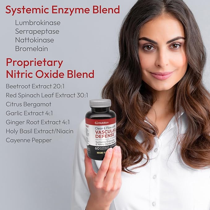 Nattokinase Supplement Nitric Oxide Capsules Beet Root Extract High Potency Lumbrokinase & Bromelain Systemic Enzymes Spike Protein Detox Clean & Flow Vascular Defense 60 Caps 30 Servings-StrideForce Fitness