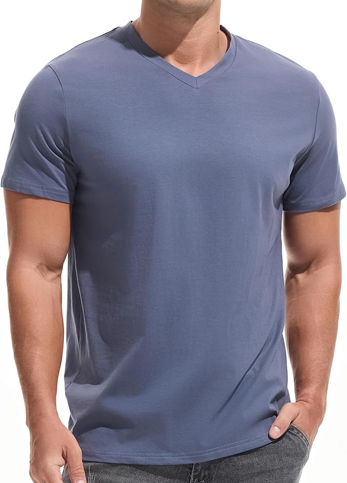VEIISAR Premium V Neck T Shirts for Men - Modern Fitted Tees Vneck Undershirts-StrideForce Fitness