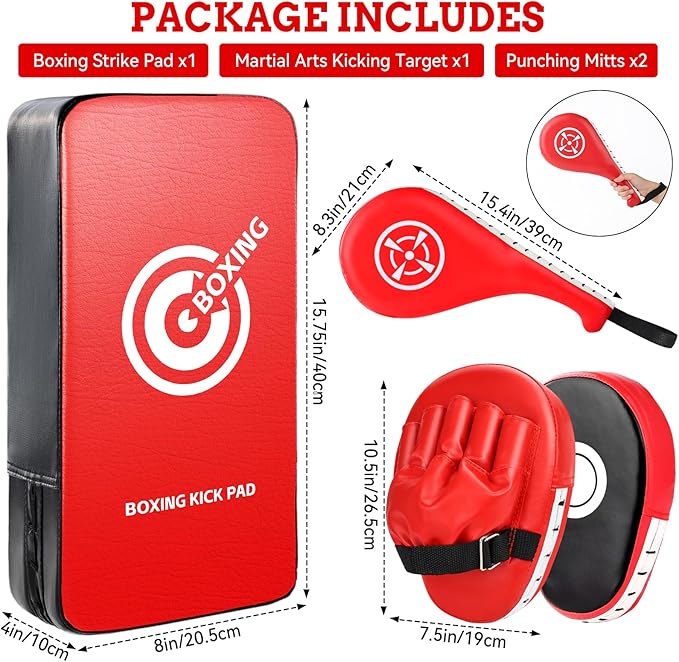 Punching Mitts Kick Pack Set, Boxing Pads Curved Focus Punching Mitts Kickboxing Striking Target Pads for Kids Men Women, Martial Arts Training Equipment for Boxing Taekwondo Karate Muay Thai-StrideForce Fitness