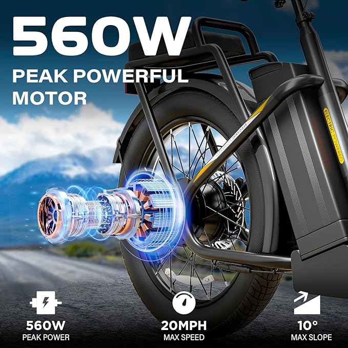 Caroma Electric Scooter with Seat, 48V Removable Battery E-Bike, Up to 30Miles&20MPH, 500/800/1200W Motor, 20" Fat Tire Adult Electric Bicycles for Commuting with Basket-StrideForce Fitness