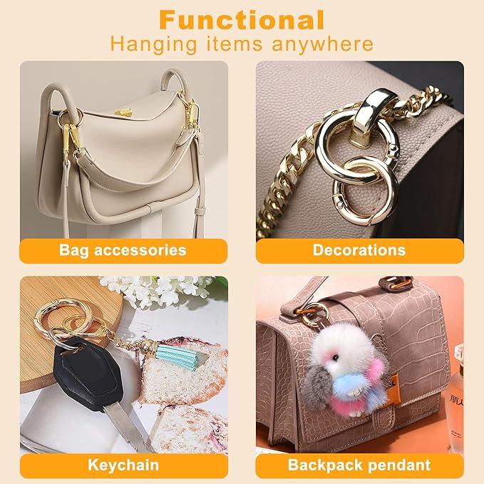 10Pack 1-1/2" Large Round Carabiner Clips, Metal Spring O Rings for Organizer Key Rings, Paracord Keychain Lanyard, Pet Chains, Purse Hardware, Key Snap Hooks DIY Accessory (Bronze)-StrideForce Fitness