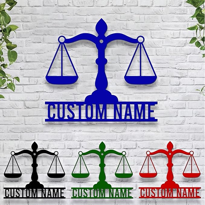 Personalized Lawyer Metal Sign LED Light, Custom Scales of Justice Metal Wall Art With LED Lights, Wall Art Hanging Home Decor Birthday Xmas Gift-StrideForce Fitness