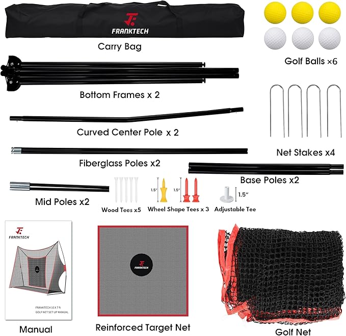 Golf Practice Net - Heavy Duty Driving Range Net with High Impact Chipping Target, Include Carry Bag and Golf Balls for Indoor Outdoor-StrideForce Fitness