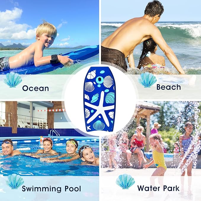 KOTEK 33/37/41 Inch Body Board with Wrist Leash, EPS Core, Dual Channel, HDPE Slick Bottom, Bodyboard for All Skill Levels & Wave Conditions-StrideForce Fitness