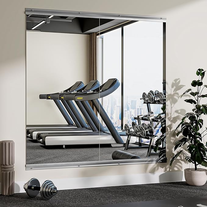 Home Gym Mirror - 2 PCS 28×55 inches, Large Frameless Wall Mounted Full Length Body Mirror for Dancing Studio, Exercise, Fineness, Yoga, Tempered Glass-StrideForce Fitness