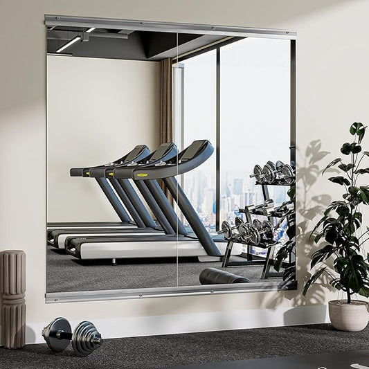 Home Gym Mirror - 2 PCS 28×55 inches, Large Frameless Wall Mounted Full Length Body Mirror for Dancing Studio, Exercise, Fineness, Yoga, Tempered Glass-StrideForce Fitness