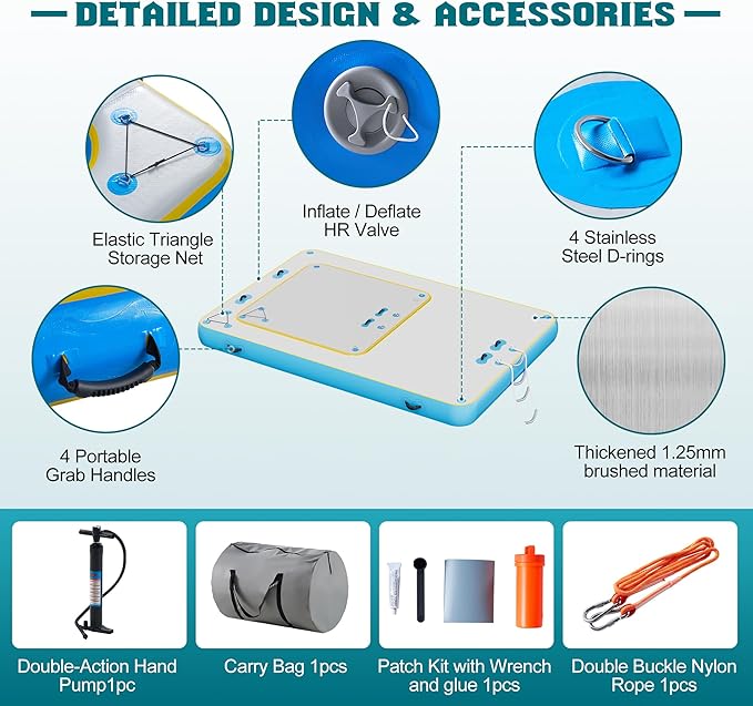 Specraft Inflatable Floating Dock, Non-Slip Air Dock Platform loating Island Raft with Rope Ladder for Pool Lake Beach Ocean-StrideForce Fitness