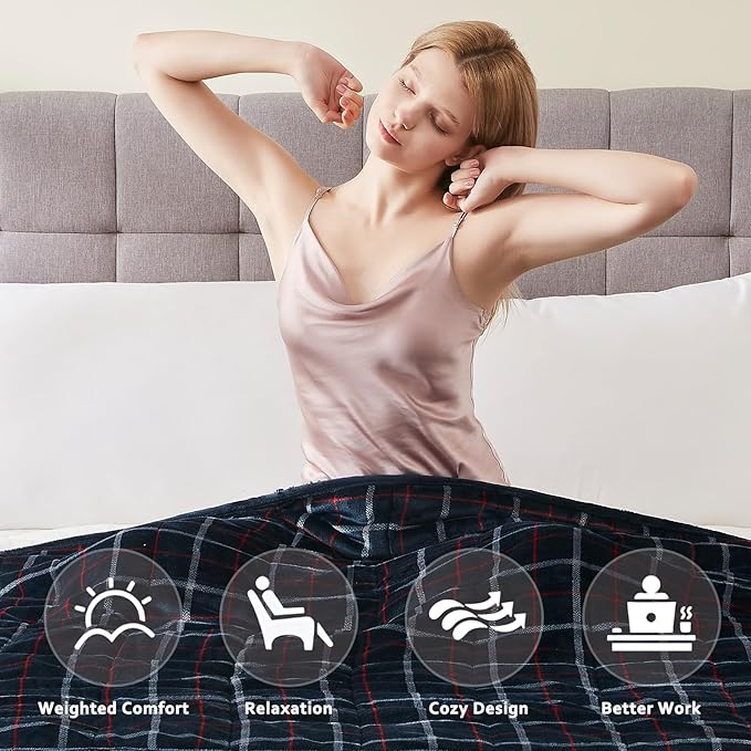 L'AGRATY Weighted Blanket - 48"x72" 15lbs Soft Breathable Heavy Blanket Flannel Material with Glass Beads for Adult All-Season Summer Fall Winter Soft Thick Comfort-StrideForce Fitness