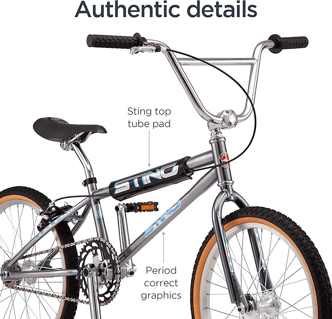 Schwinn Sting Pro and Predator Team BMX Bike for Kids/Youth, Retro Design, Single-Speed, Hi-Ten Steel Frame, 20 or 24-Inch Wheels, Multiple Colors-StrideForce Fitness