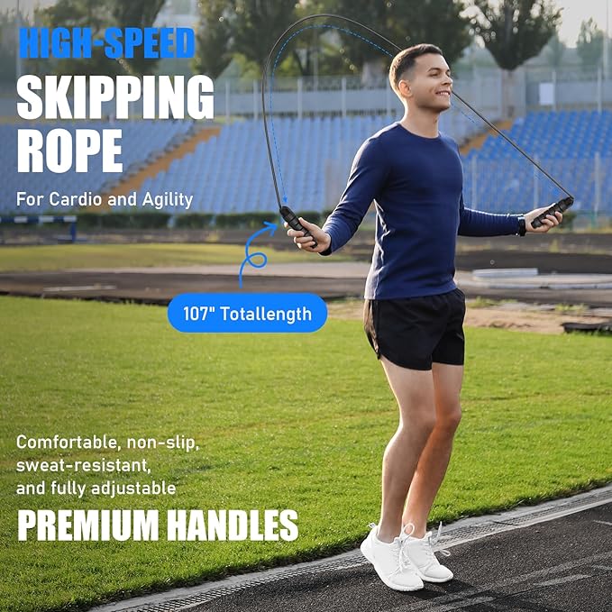 Soccer Training Equipment, Agility Speed Training Set with 20ft Speed Ladder, 12 Cones, 4 Adjustable Hurdles, Jump Rope, Parachute | Ideal for Basketball, Football Practise, for Kids, Youth, Adults-StrideForce Fitness