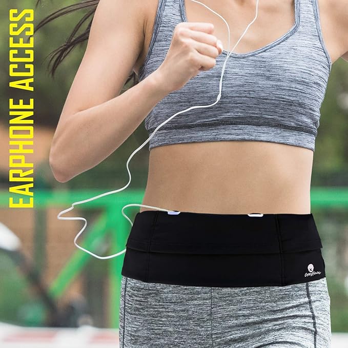 Universal One Size Waist Pack, Black, Water Resistant, Secure Pockets, Comfortable Design-StrideForce Fitness