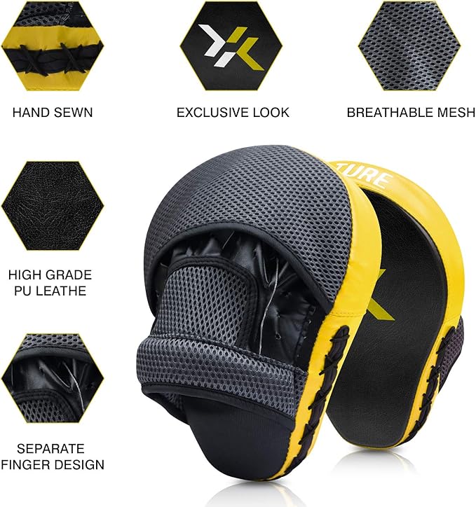 Boxing and MMA Punching Mitts - Hook & Jab Pads, Focus Punch Mitts, Target Focus Pads, and Kick Shield for Muay Thai Training-StrideForce Fitness