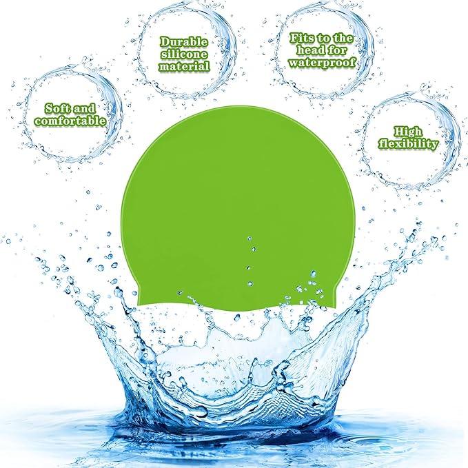 Syhood 6 Pieces Unisex Adult Silicone Swim Cap Waterproof Swimming Hat Non Slip Pool Hat Elastic Silicone Cap for Long and Short Hair-StrideForce Fitness