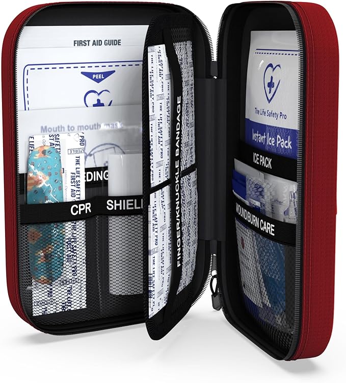 Small, First Aid and CPR Kit for children, toddler, and kids. Large Variety of Bandages to fit your childs injuries. Perfect travel first aid kit, Diaper Bag, Backpack, Car, and More. Quick and Effect-StrideForce Fitness