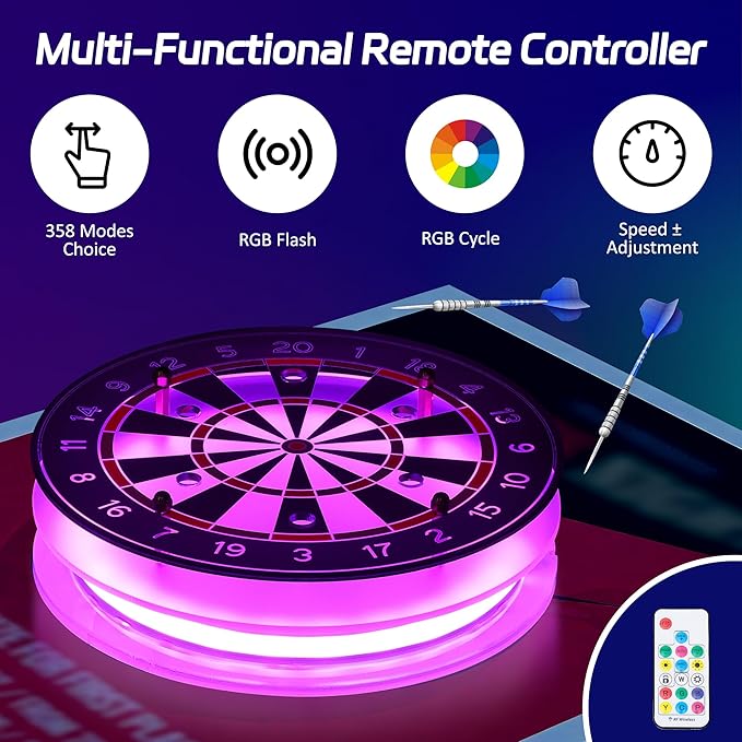Light Up Dart Holder, Acrylic Dart Holder with Multiple Color Modes and Brightness Adjustment Function with Remote Control, Birthday Christmas Dart Gifts for Men or Darts Enthusiasts-StrideForce Fitness