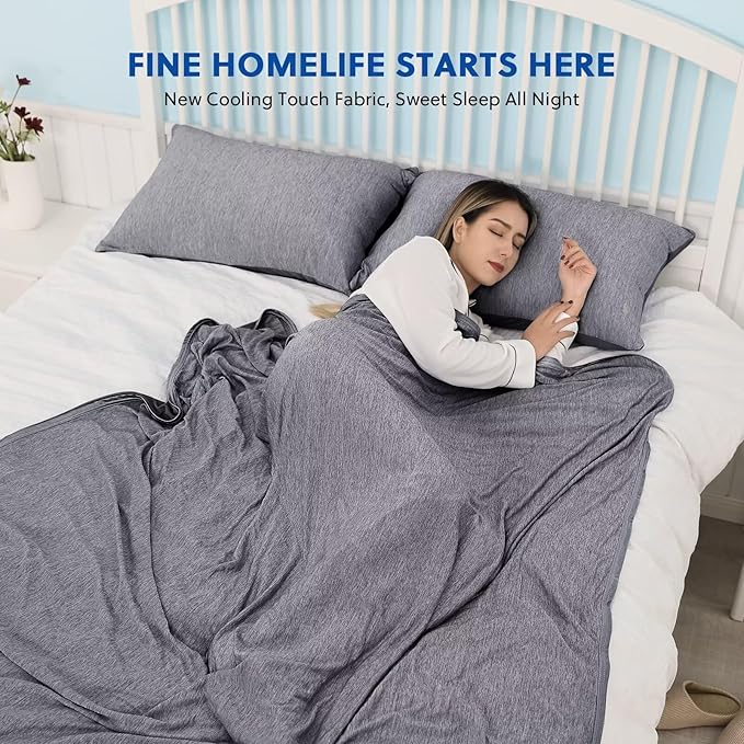 HOMFINE Cooling Blankets for Hot Sleepers - Summer Blanket Thin Lightweight Breathable Soft Double Side Enhanced Cooling for Bed Couch Sofa, Keep Cool for Night Sweats (Black, 50 x 70 inches)-StrideForce Fitness