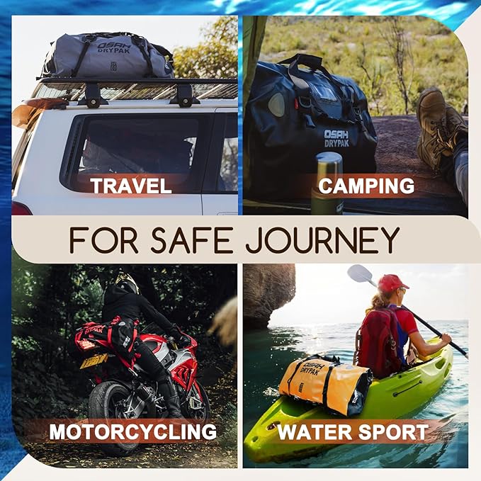 Waterproof Duffel Bag - Motorcycle Dry Bag Tail Bag with Large Storage Space, Waterproof Luggage Duffle Bags with Outer Mesh Zipper Pocket for Camping, Kayaking, Fishing & Traveling-StrideForce Fitness