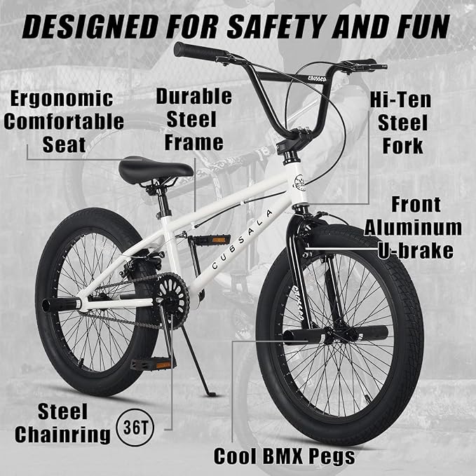 Freestyle BMX Bike, 18 20 Inch Kids Bicycle for 5-13 Years Old Kids and Beginner Level Rider, Multiple Colors-StrideForce Fitness
