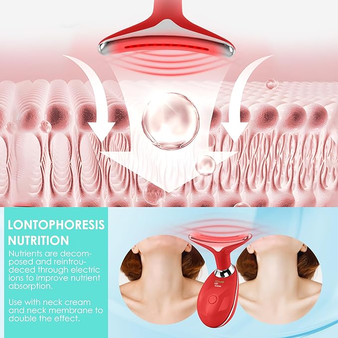 Facial Massager Red-Light-Therapy-for-Face and Neck, Face 𝖲 culpting Wand with 7 Color (Bright Red)-StrideForce Fitness