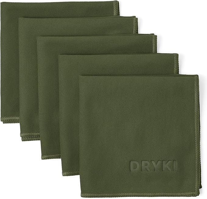 Pocket-Sized Sweat Towels - The Original Sweat Absorbing Handkerchiefs - Quick-Dry Microfiber Sweat Rags for Face, Hands, & Body - Men & Women - Gym, Sports, and Work (Green: 5 Pack)-StrideForce Fitness
