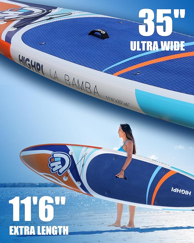 Highpi Inflatable Stand Up Paddle Board for Youth and Adults – Wide Sup with Premium Accessories, Blow Up Paddleboard for Surfing, Fishing, Yoga & More-StrideForce Fitness