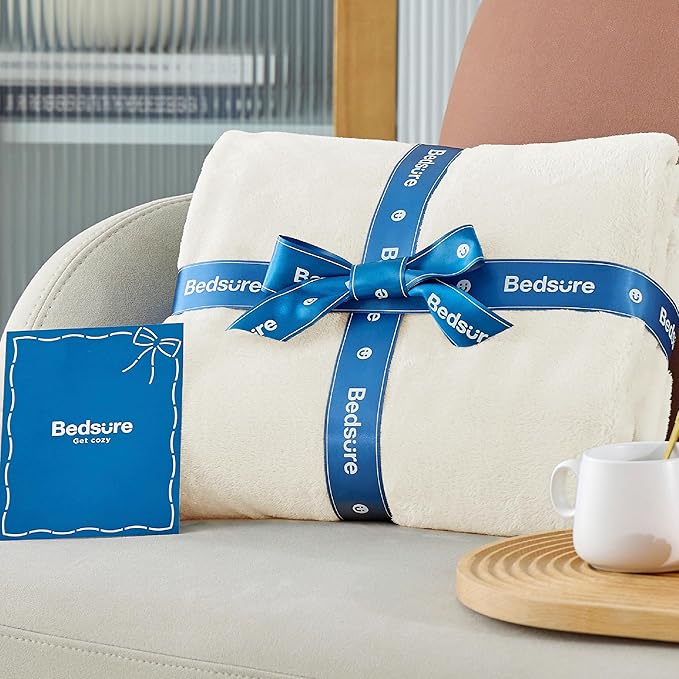 Bedsure Fleece Blankets Queen Size Cream - Bed Blanket Soft Lightweight Plush Fuzzy Cozy Luxury Microfiber, 90x90 inches-StrideForce Fitness