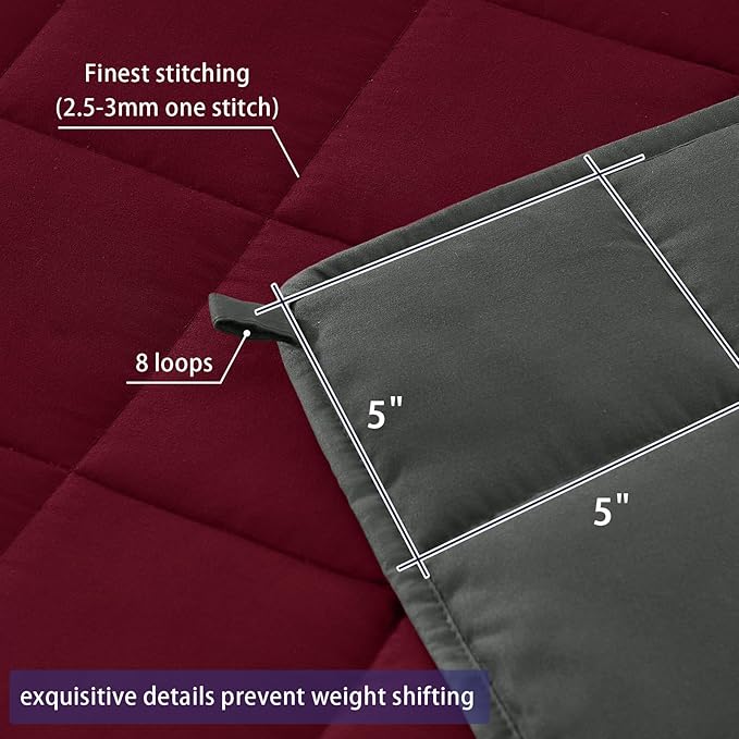 yescool Weighted Blanket for Adults (18 lbs, 60" x 80", Red Grey) Cooling Heavy Blanket for Sleeping Perfect for 110-130 lbs, Queen Size Breathable Blanket with Premium Glass Bead, Machine Washable-StrideForce Fitness