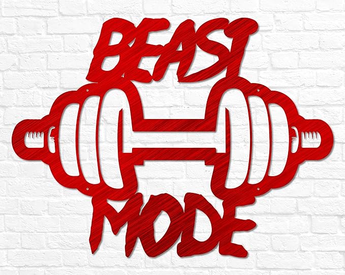 Beast Mode Metal Sign | Metal Home Gym Sign | Fitness Sign | Fitness Quote | Motivation Decor | Workout Decor Sign | Gym Wall Art | Weightlifting | Crossfit Sign | Boyfriend Gift-StrideForce Fitness
