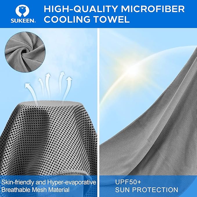Sukeen Cooling Towel (40"x12"), Ice Towel Sets,Soft Breathable Chilly Towel,Microfiber Towel for Yoga,Sport,Running,Gym,Workout,Camping,Fitness,Workout & More Activities, 6 Pack-StrideForce Fitness
