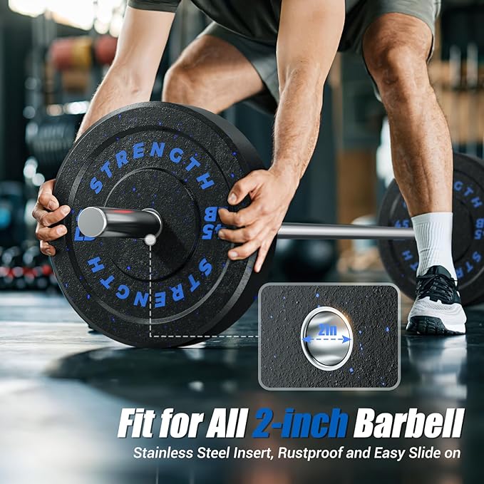 GIKPAL 2-Inch Bumper Plates High Bounce - Rubber Olympic Weight Plates Set for Home Gym, Barbell Plates for Weight Lifting Strength Training,-StrideForce Fitness