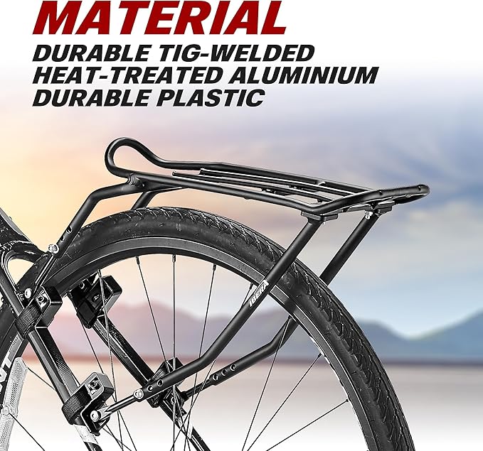 Ibera Bike Rack - Bicycle Touring Carrier Plus+ for Disc Brake/Non-Disc Brake Mount, Fat Tire Bikes, Frame-Mounted for Heavier Top & Side Loads, Height Adjustable for 26"-29" Frames-StrideForce Fitness