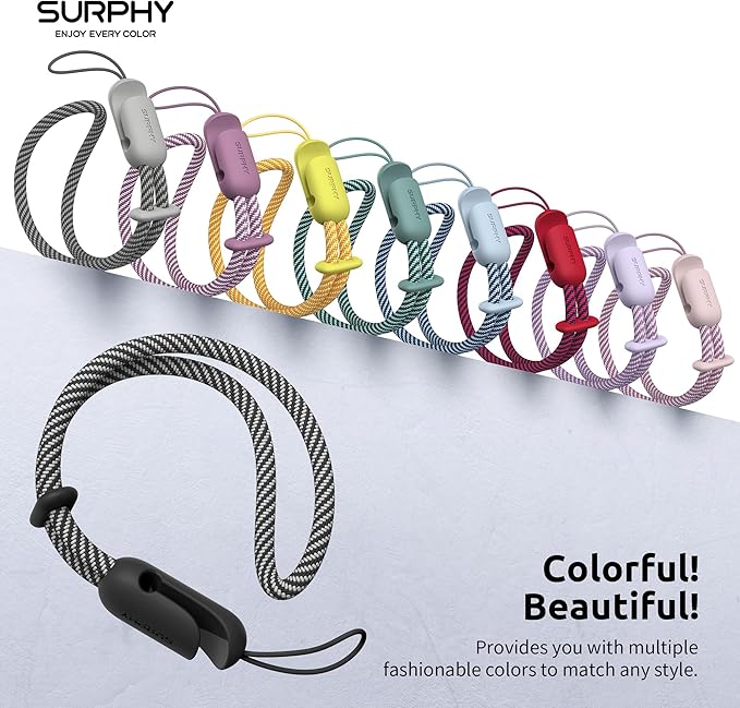 SURPHY 2 Pack Phone Lanyard for Cellphone Case, Phone Wrist Strap for Case, Cellphone Strap with 2-Color Braided, Charm Wrist Lanyard for Women and Men, Black & Gray
