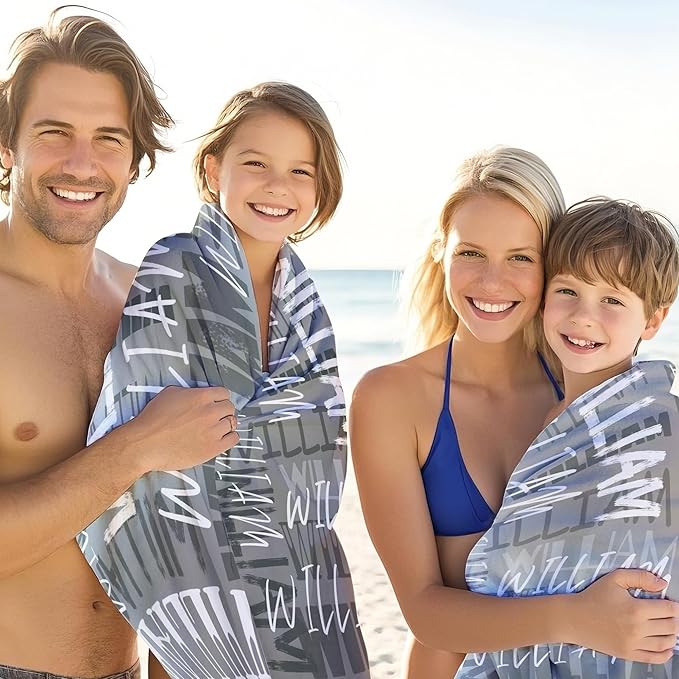 JML Personalized Beach Towel with Name, Custom Beach Towel with Name, Customized Microfiber Pool Towel, Quick Dry & Absorbent Swim Towel for Adult,Anniversary, Birthday, Summer Holiday,Vacation-StrideForce Fitness